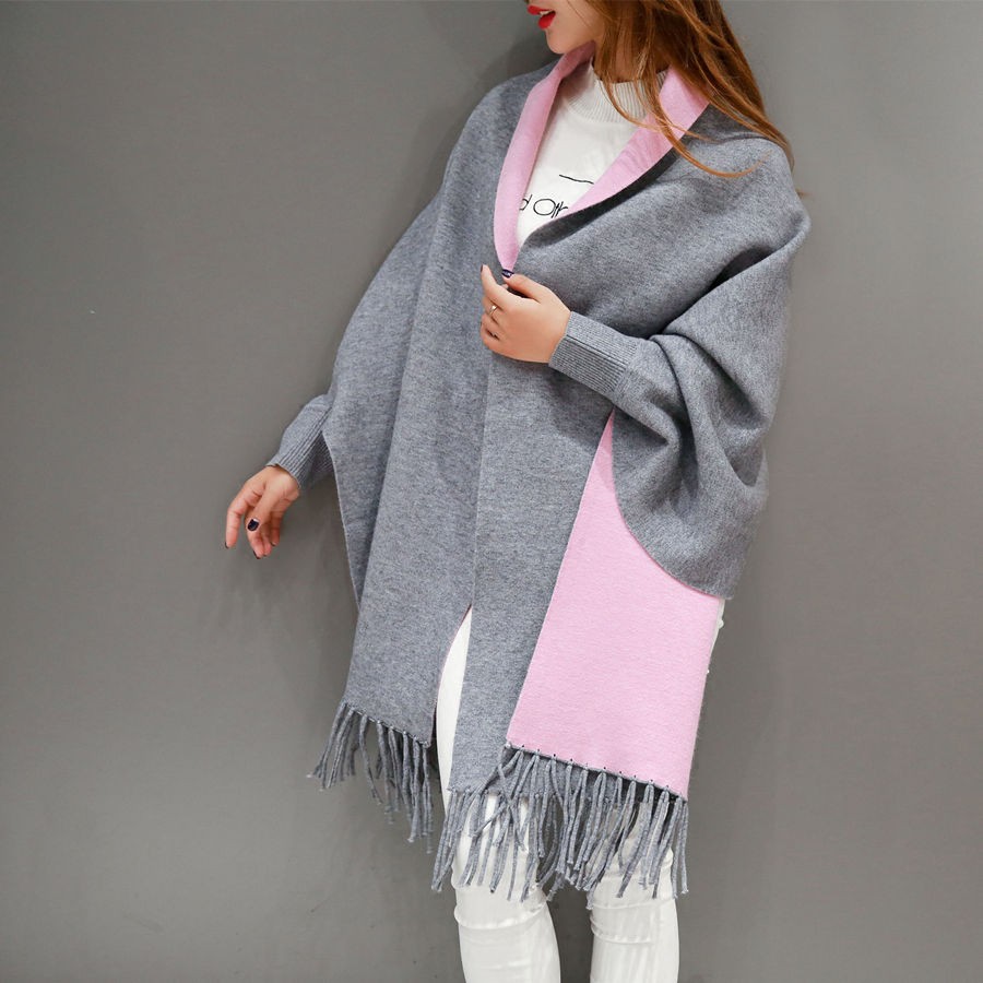 Scarf shawl dual-use ladies thickened autumn and winter knitted cloak jacket wit | BigBuy360 - bigbuy360.vn