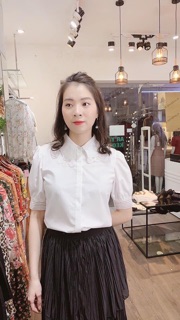 SẴN Áo sơ mi cổ ren