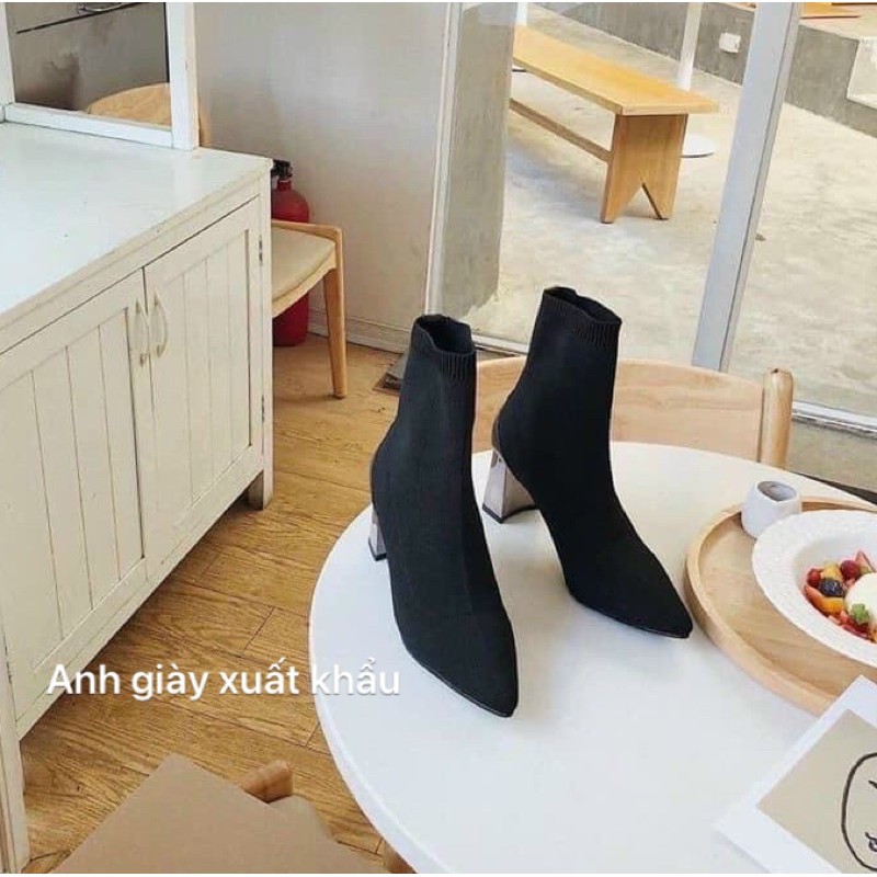 BỐT LEN CHUN MŨI NHỌN GÓT GƯƠNG 7P CỰC ÔM CHÂN ( ảnh thật, kèm video)