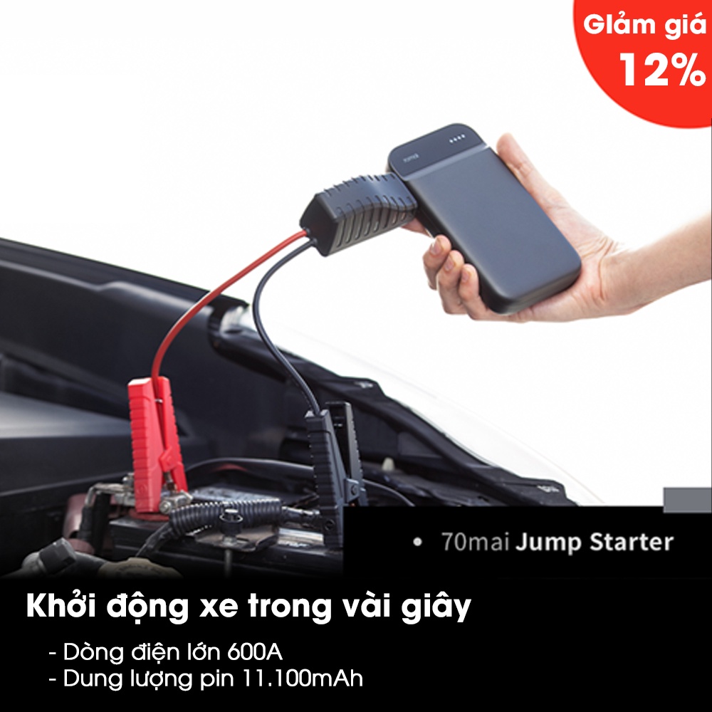 Bộ kích điện xe ô tô khẩn cấp tích hợp pin dự phòng 11100 mAh Kích Bình ô tô Xiaomi 70Mai Midrive PS01