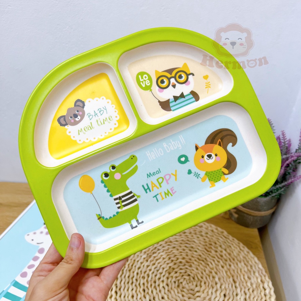 Khay ăn dặm Hermon sợi tre phân phối chính hãng Bonbon mart