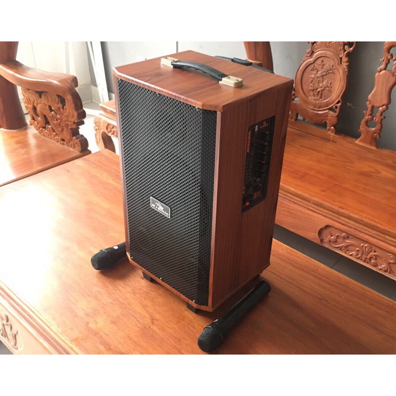 Loa Kéo Karaoke Di Động,Bass 20,Vỏ Gỗ.Tặng 2 Mic Không Dây