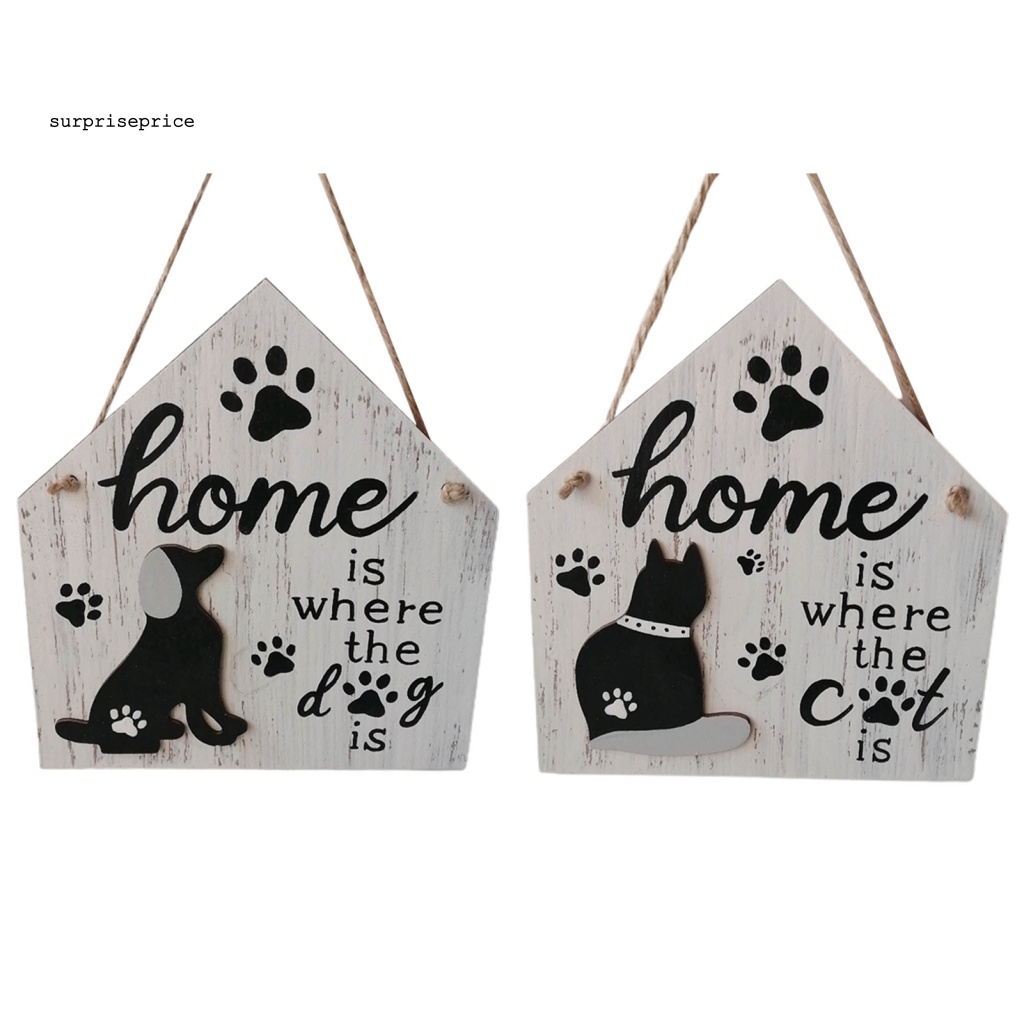 Bảng Gỗ Treo Tường Trang Trí Hình Chó Mèo Đáng Yêu