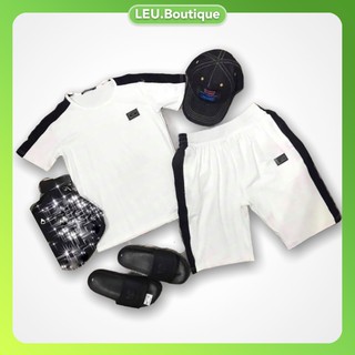 [FREESHIP] Bộ đồ thể thao, quần áo nam mùa hè, vải thun lạnh co dãn thoáng mát, Logo phối Sọc Viền
