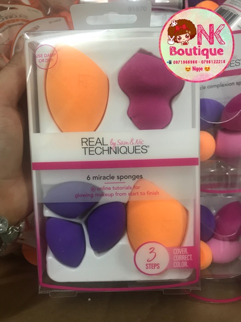 Set Bông Mút Trang Điểm Real Techniques By Sam & Nic 6 Miracle Sponges