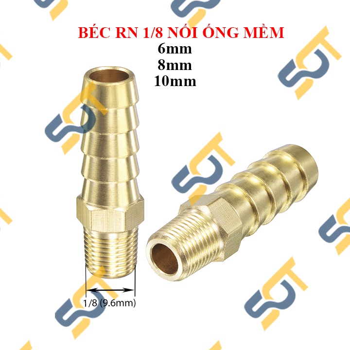 [NỐI ỐNG MỀM] Ren ngoài G 1/8 (9.6) DN6 khớp nối ống nhựa &amp; PU đuôi chuột - Đồng (male airline horse connector) Béc Búp