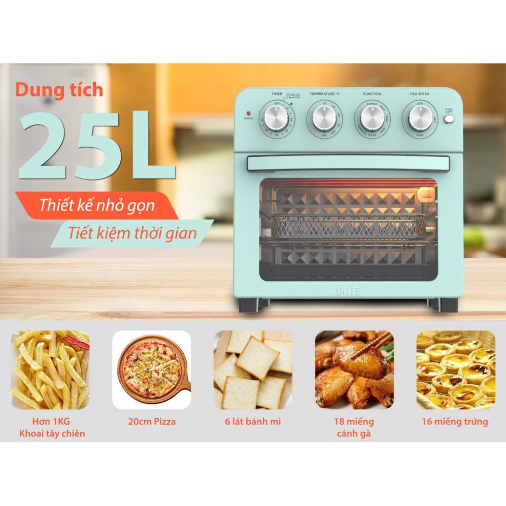 Lò nướng kiêm nồi chiên không dầu UNIE Q37, hiện đại nhất thị trường, công xuất mạnh mẽ tản nhiệt đều, bảo hành đến 24T