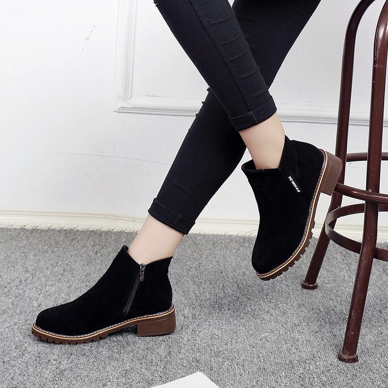 Giày Boot Cổ Ngắn Bằng Nhung Size Lớn 41-43 40 Chelsea Thời Trang Thu Đông Cho Nữ