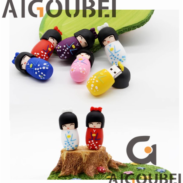 USB hình bé gái mặc kimono bằng silicone xinh xắn 1gb 2gb 4gb 8gb thích hợp cho laptop / máy tính