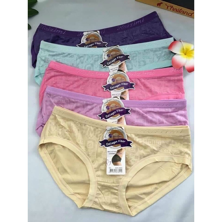 Combo 05 quần lót, quần chíp Nữ cotton lưng cạp vừa hoa chạm mềm mịn co dãn 4 chiều mặc siêu êm.
