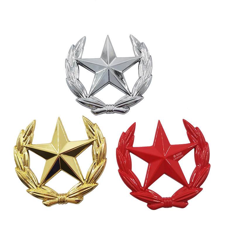 Miếng dán logo hình ngôi sao bằng kim loại trang trí ô tô