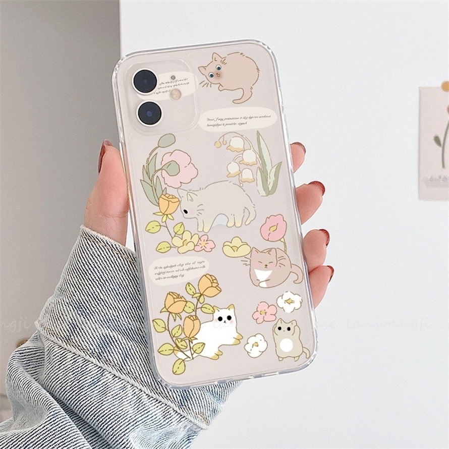 Ốp Điện Thoại TPU Dẻo Họa Tiết Chú Mèo Dễ Thương Cho iPhone 14 13 12 11 Pro Max X Xr Xs Max SE iPhone 8 7 6 6s Plus