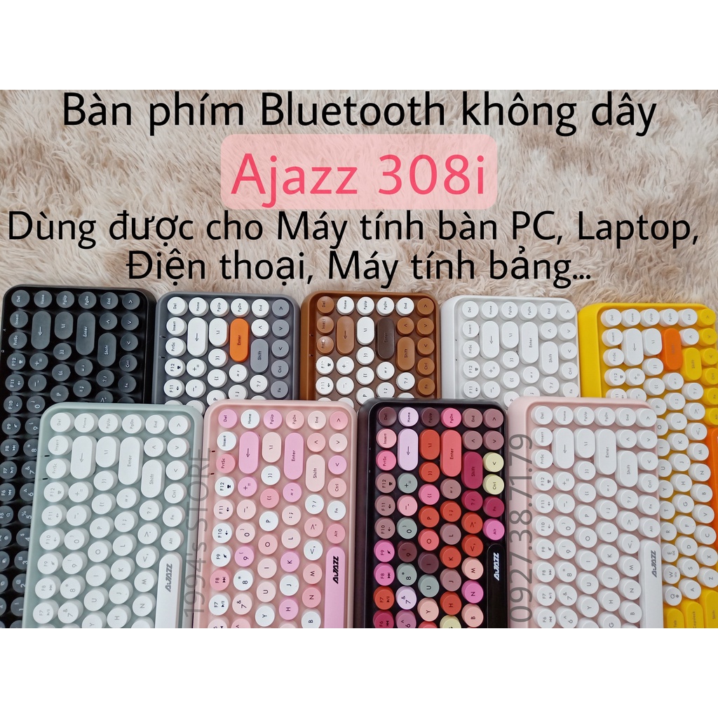 (CÓ SẴN) Bàn Phím Không Dây Ajazz 308i Bluetooth - Dùng Được Cho Laptop PC Windows, Mac OS, iOS, Android, iPhone, iPad