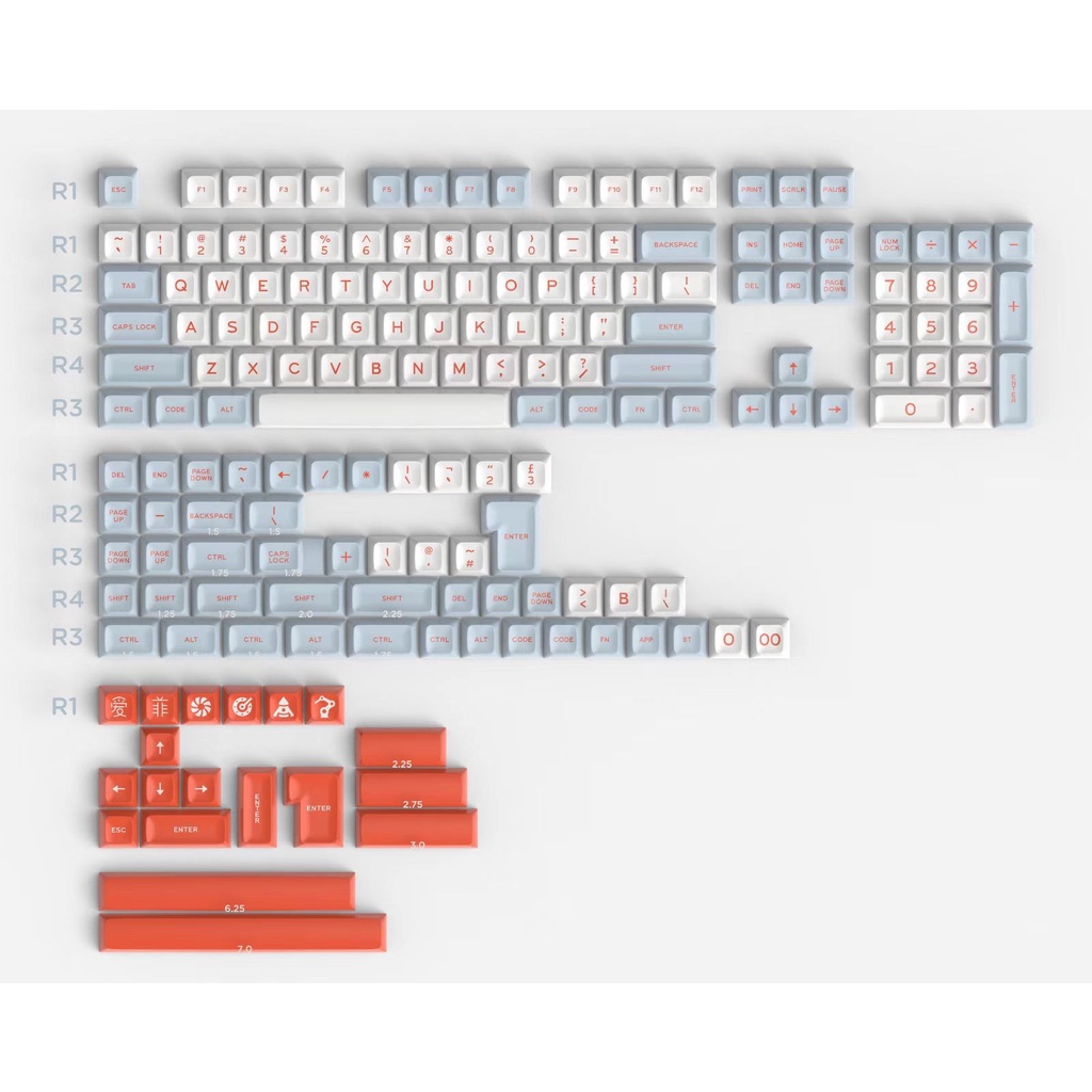 Keycap SA Salmon kiểu in doubleshot, SA profile, 172 nút bàn phím cơ