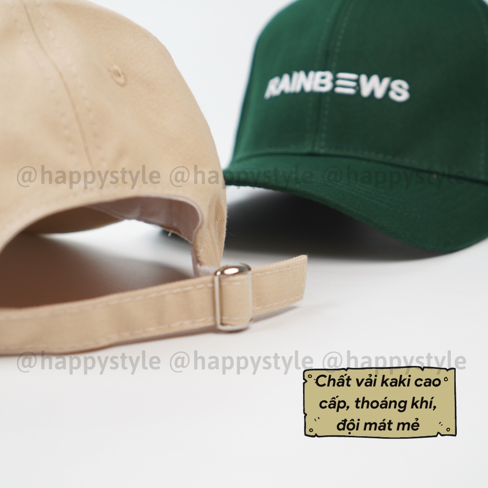 Mũ lưỡi trai ❤️ Nón kết thêu chữ RAINBOWS chất kaki cao cấp form unisex nam nữ N95 - Happy Style