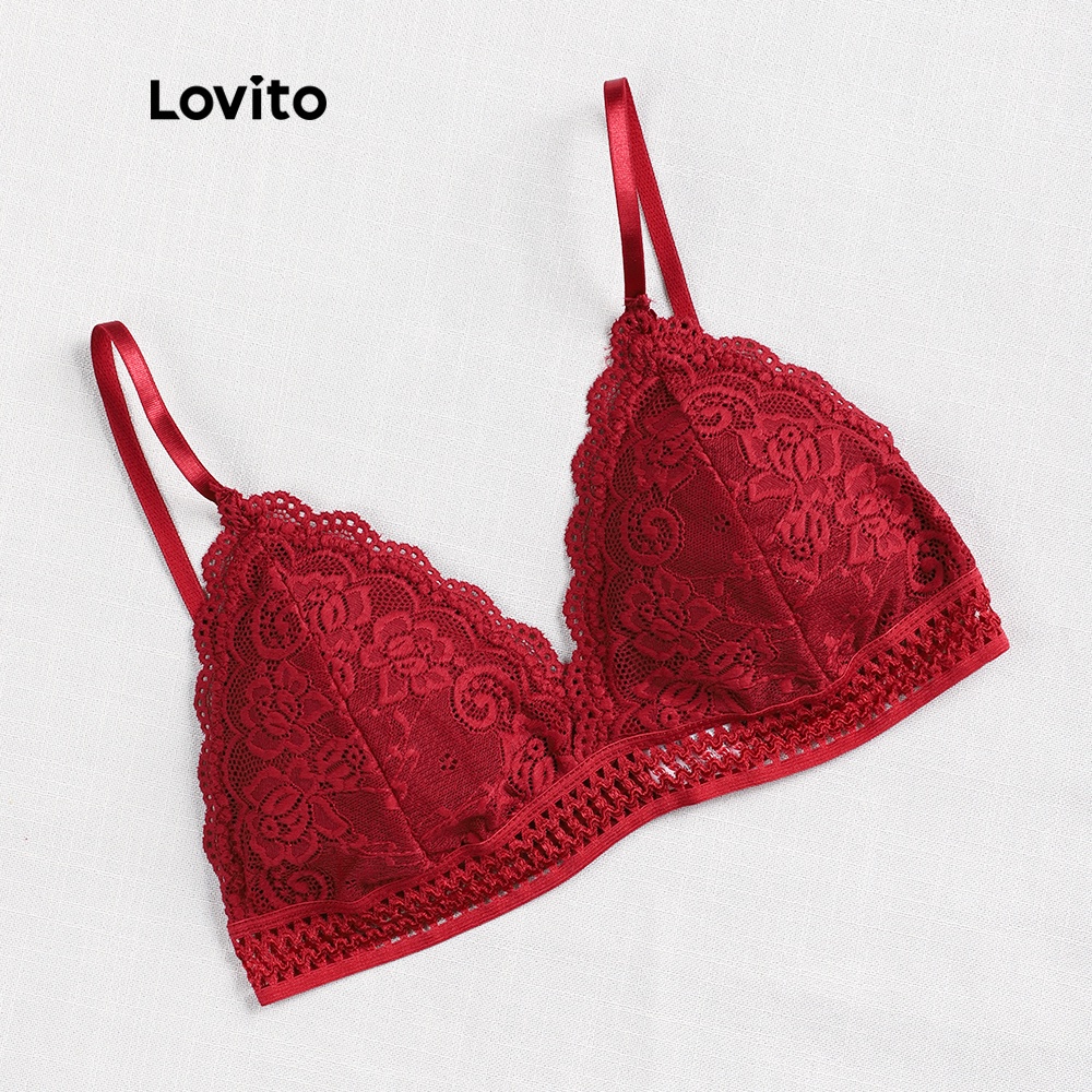 Áo lót Lovito thiết kế lưng đẹp phối ren đơn giản L00301 (hồng/đỏ) | BigBuy360 - bigbuy360.vn