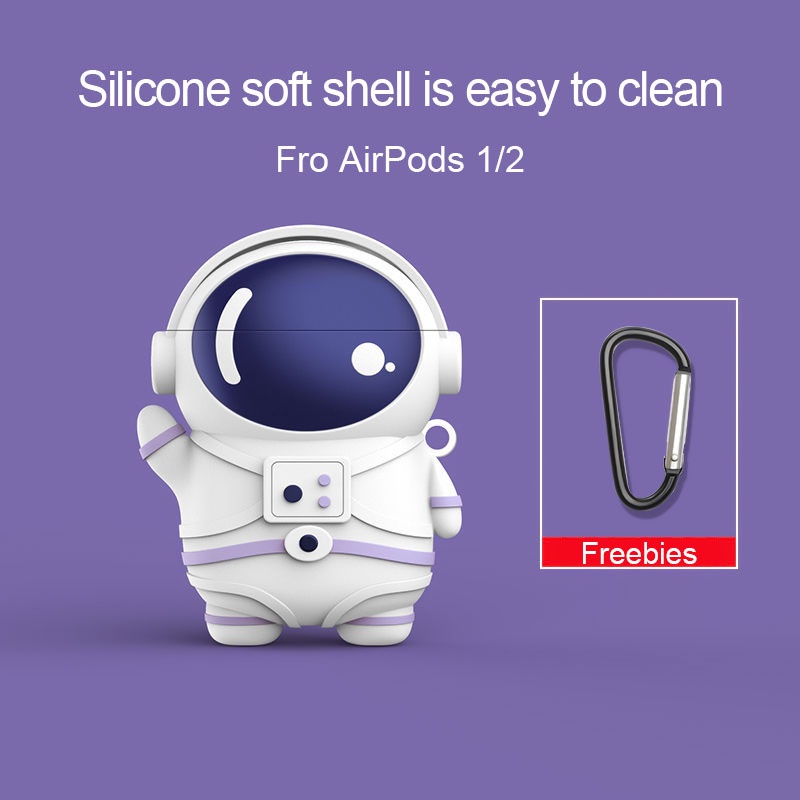 Vỏ bọc bảo vệ hộp sạc tai nghe bằng silicone họa tiết phi hành gia hoạt hình dễ thươn