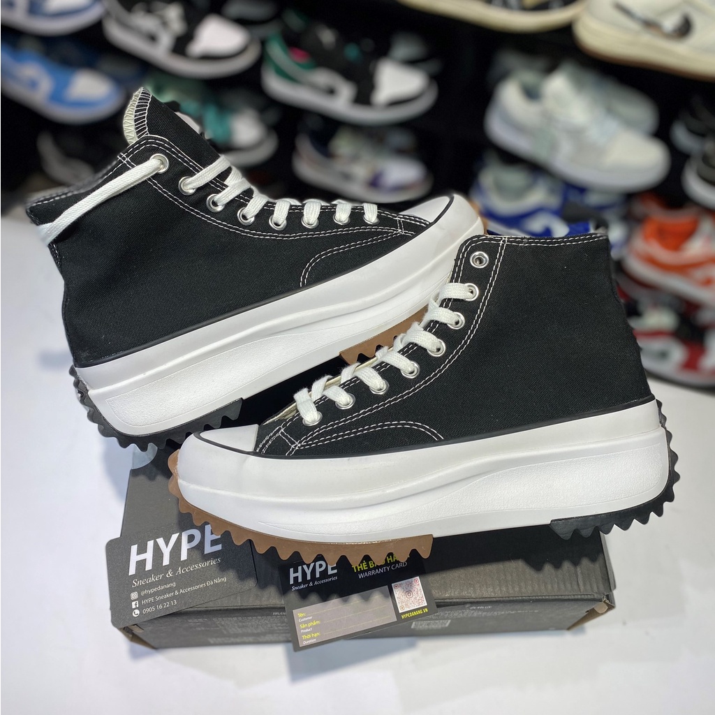 Giày sneaker nam nữ cổ cao : Converse Run Star Hike Hi Black/ White | Phiên bản 1:1 .