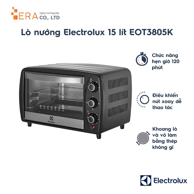 [Mã ELHADEV giảm 4% đơn 300K] Lò nướng Electrolux 15 lít EOT3805K