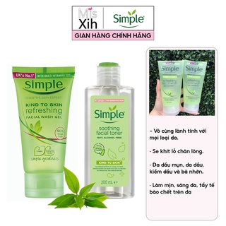 Combo Sửa Rữa Mặt + Toner Nước Hoa Hồng Simple Dành Cho Da Nhạy Cảm - Miss Xinh