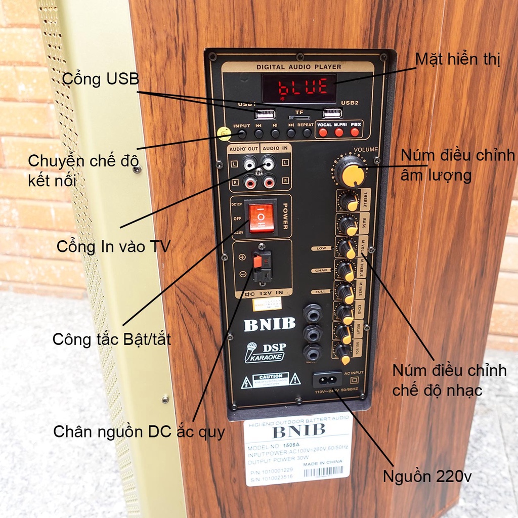 Loa Kéo karaoke BNIB 1506 -Loa kẹo kéo karaoke 3 Đường Tiếng, Bass 40 Mạnh, Lời Trong | Bảo Hành 12 Tháng