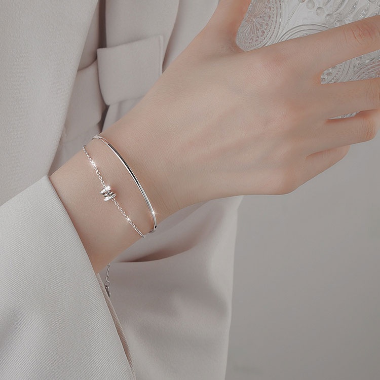Vòng Tay Hai Lớp Đính Đá Zircon Lấp Lánh Thời Trang Cho Nữ