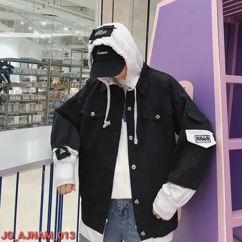 HCM⚡Hot Áo khoác jean nam mũ nỉ đen SIÊU HOT 2021 JG_013