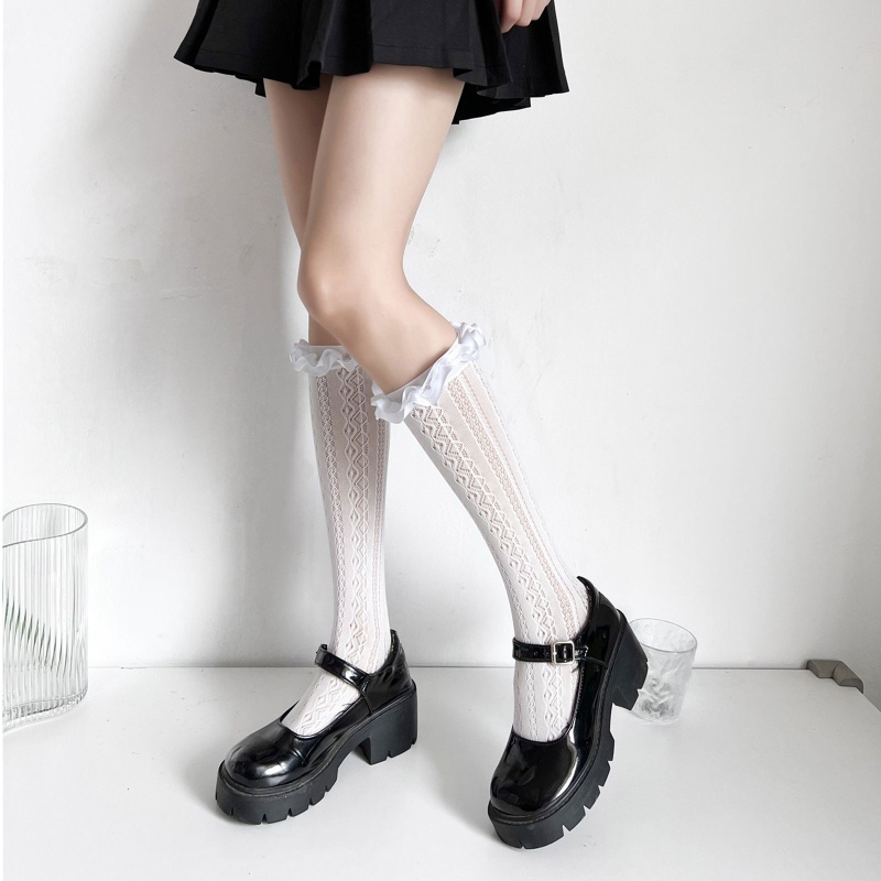 XIXI 1 Cặp Vớ Ren Rỗng Giữ Ấm Chân Kiểu Lolita Nhật Bản Dễ Thương Cho Nữ Sinh