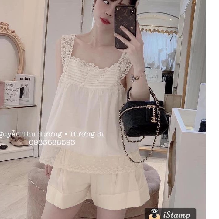 ⚡Set đồ dạo phố áo 2 dây xếp ly phối quần short
