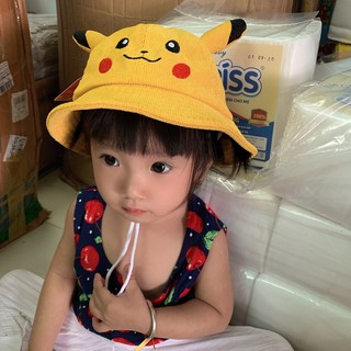 Nón tai bèo Pikachu Có Dây hàng cao cấp cho bé trai bé gái 2-5 tuổi[ảnh chụp thật]
