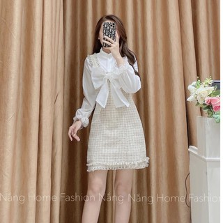 Set yếm dạ phối sơmi Coral