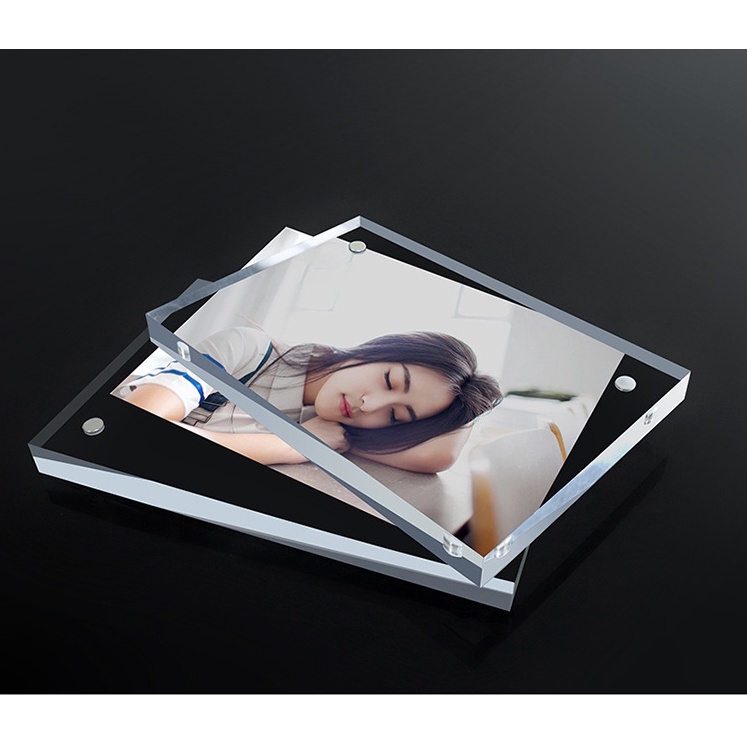 Khung Ảnh Để Bàn Trong Suốt Bằng Nam Châm Dùng Decor Phòng Ngủ, Phòng Khách