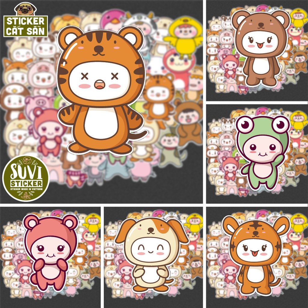 50 Sticker Hoạt Hình Chibi chống nước dán laptop, điện thoại, đàn guitar, mũ bảo hiểm, vali. MSP: K02