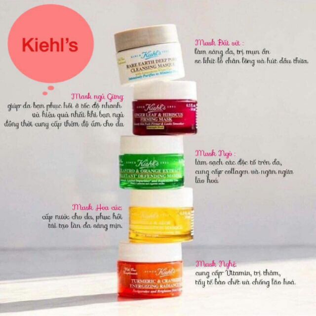 [SALE 40%] Mặt nạ Kiehl's 14ml (nghệ, đất sét, ngò, hoa cúc, gừng)