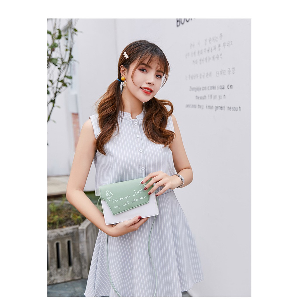 Túi đeo chéo bì thư phối chữ 💥 Giảm giá 30k khi nhập mã LUNA30K 💥Túi Đeo Chéo Thời Trang Hàn Quốc Dự Tiệc 💥