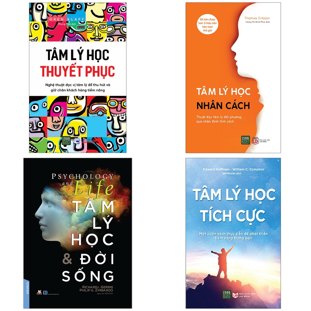 Sách - Combo Tâm Lý Học Và Đời Sống + Tâm Lý Học Tích Cực + Tâm Lý Học Thuyết Phục + Tâm Lý Học Nhân Cách