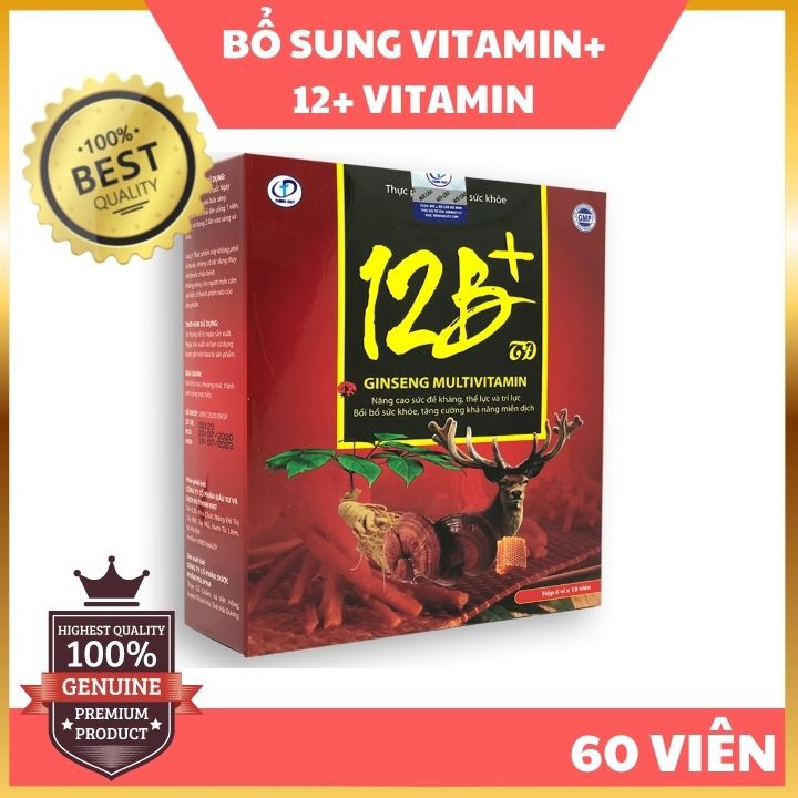 12B+ Ginseng Multivitamin - Bổ sung vitamin và dưỡng chất, Giúp bồi bổ sức khỏe, Nâng cao sức đề kháng (Hộp 60 viên)