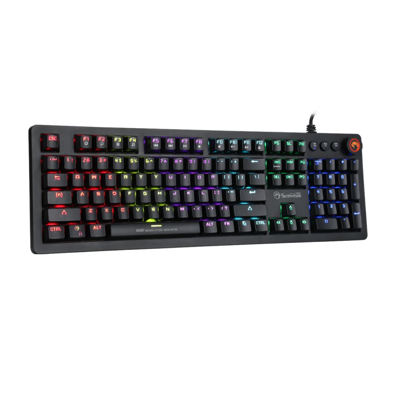 Bàn phím cơ blue switch Marvo KG917 siêu phẩm game PUBG - tích hợp icon thao tác trên keycaps (Đen)