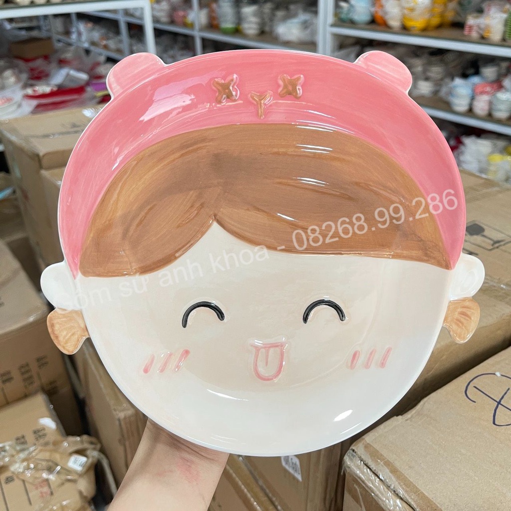 Chén Dĩa Dễ Thương Đĩa Sứ Sét Bát Đĩa Decor, Bát Ăn Cơm Chén Sứ Đĩa sứ hình cô cậu bé xinh yêu.