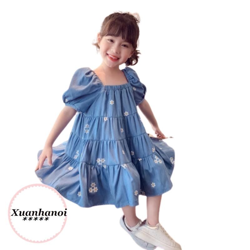Váy bé gái hè Babydoll hoa cúc bèo 4 tầng 8-35kg XHN632