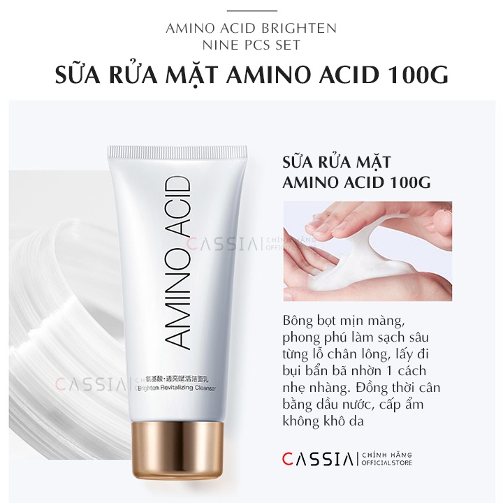 Bộ Chăm Sóc Da Dưỡng Ẩm Trắng Da Amino Acid, Sữa rửa mặt Toner Serum, Kem Dưỡng Chống Lão Hóa, Se Khít Lỗ Chân Lông