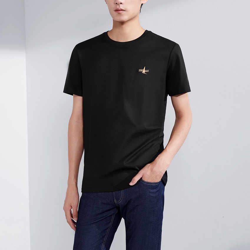 HLA - Áo Thun Nam Ngắn Tay Pure Color Round Neck Pullover Short Sleeve T-Shirt
