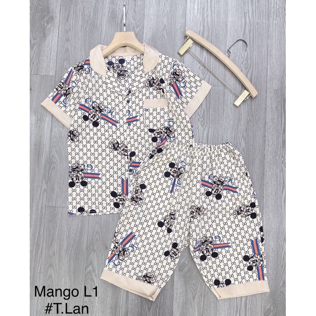 Bộ pijamas lụa lửng ngố mặc nhà hàng thiết kế cao cấp nhiều hình chất mát