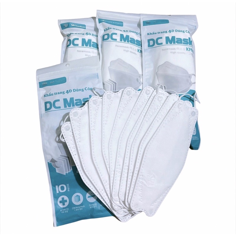 Túi 10 cái khẩu trang KF94 DC/ khẩu trang 4D DC/khẩu trang 4 lớp