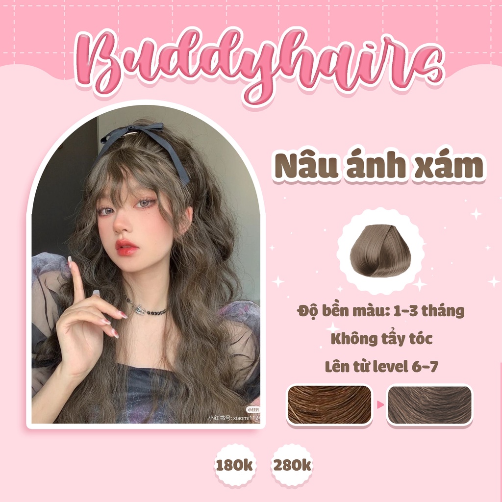 Thuốc nhuộm tóc NÂU ÁNH XÁM hot trend cần dùng Thuốc tẩy tóc Buddy của buddyhairs,buddy.hairs,buddyhair