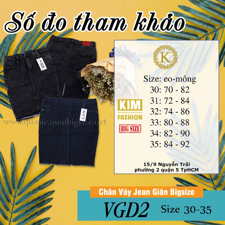 Chân Váy Jean Co Giãn Big Size VGD2 30-35