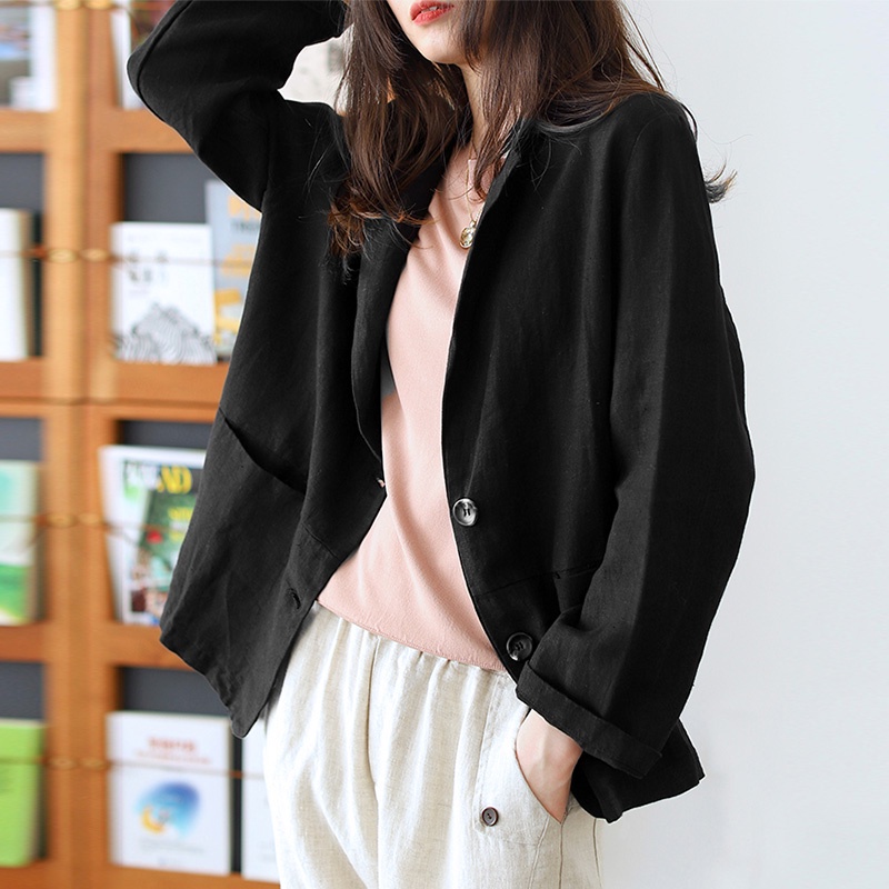 Áo khoác blazer ZANZEA tay dài cổ bẻ màu trơn vải cotton dáng rộng phong cách đường phố cá tính cho nữ | WebRaoVat - webraovat.net.vn