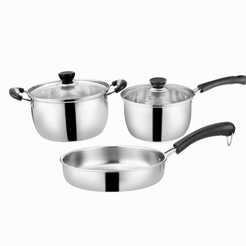 Bộ 3 nồi lớn- chảo- nồi nhỏ - inox- dùng được tất cả các bếp