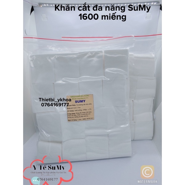 Khăn khô Đa năng  SuMy 1600 Miếng - Bông cắt 7x6cm - Khăn Lau Mặt Spa 400g - Hàng Loại 1 Dày