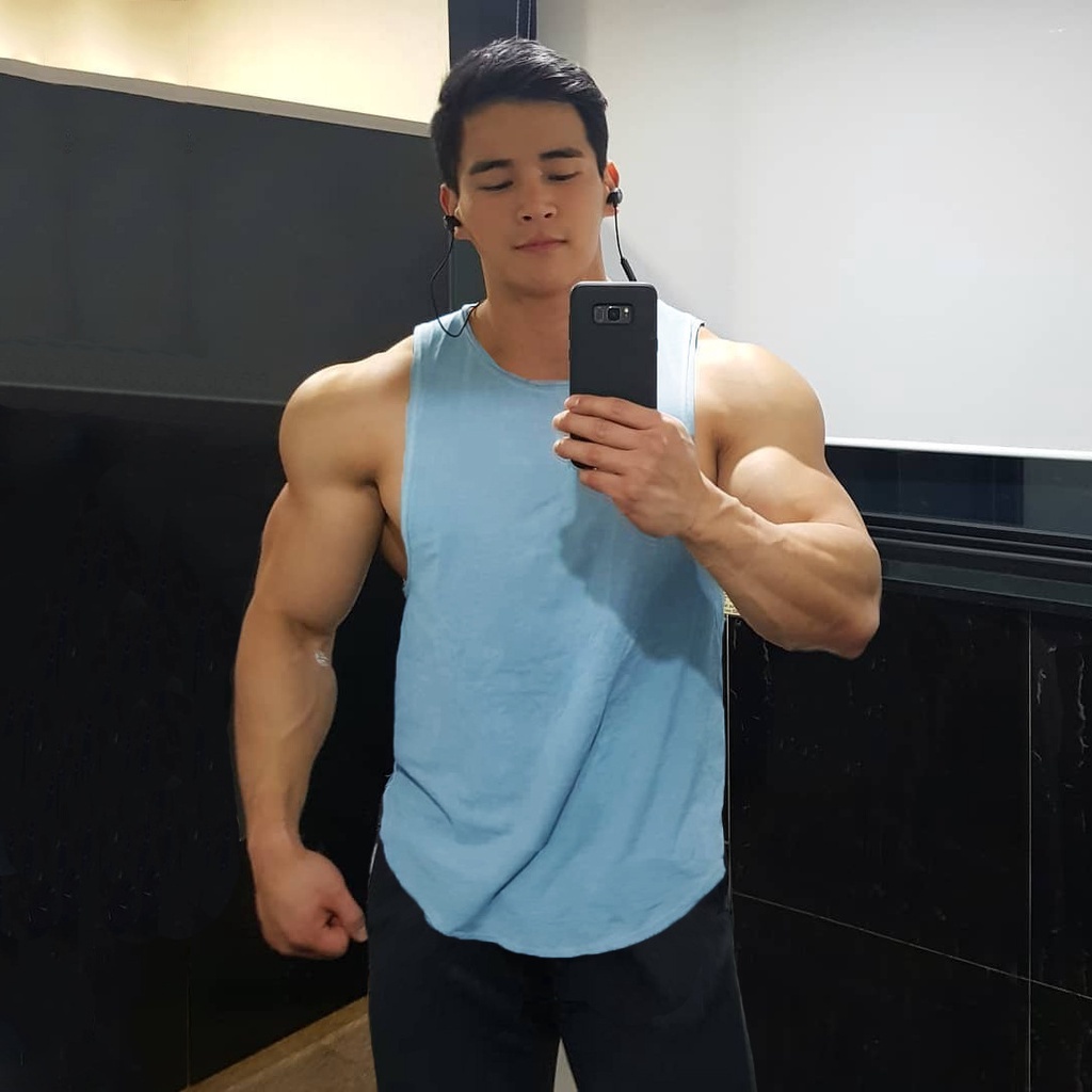 [GYMen]  Áo Sát Nách Dáng Rộng Bằng Lụa Lạnh Thoáng Khí Thấm Hút Mồ Hôi Nhanh Khô Màu Trơn Cho Nam Tập Gym / Bóng Rổ / Chạy Bộ